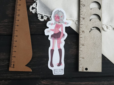 Blue and pink Zombie girl STICKER