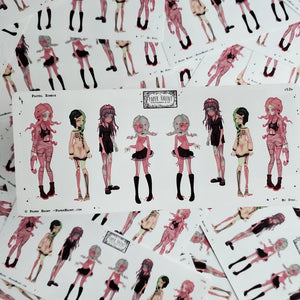 Zombie Girl sticker sheet