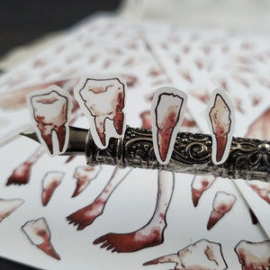 Tooth fairy STICKER sheet - Bloody Teeth