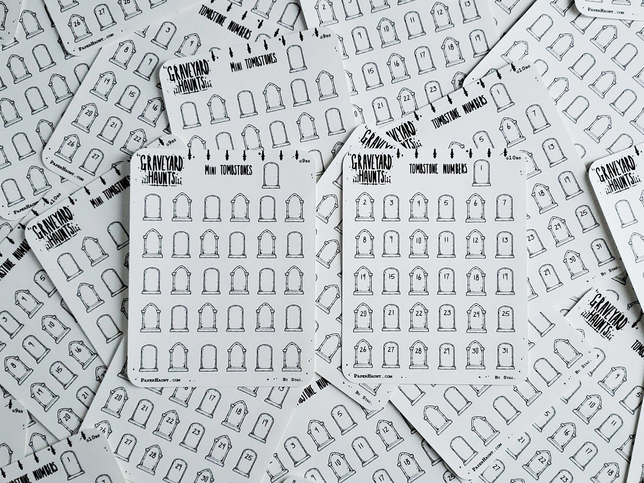 Mini Tombstone & Number STICKER sheets