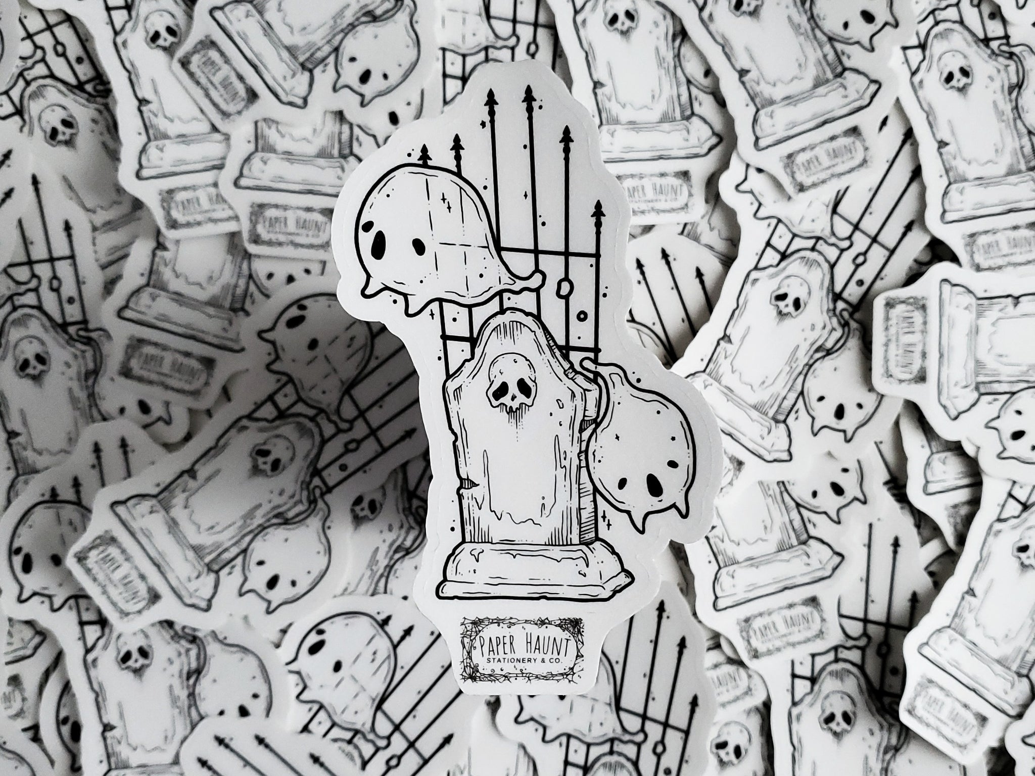 Tombstone Cemetery Ghost Sticker