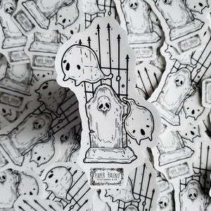 Tombstone Cemetery Ghost Sticker