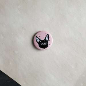 Pink Vampire bat pin button badge - y tho