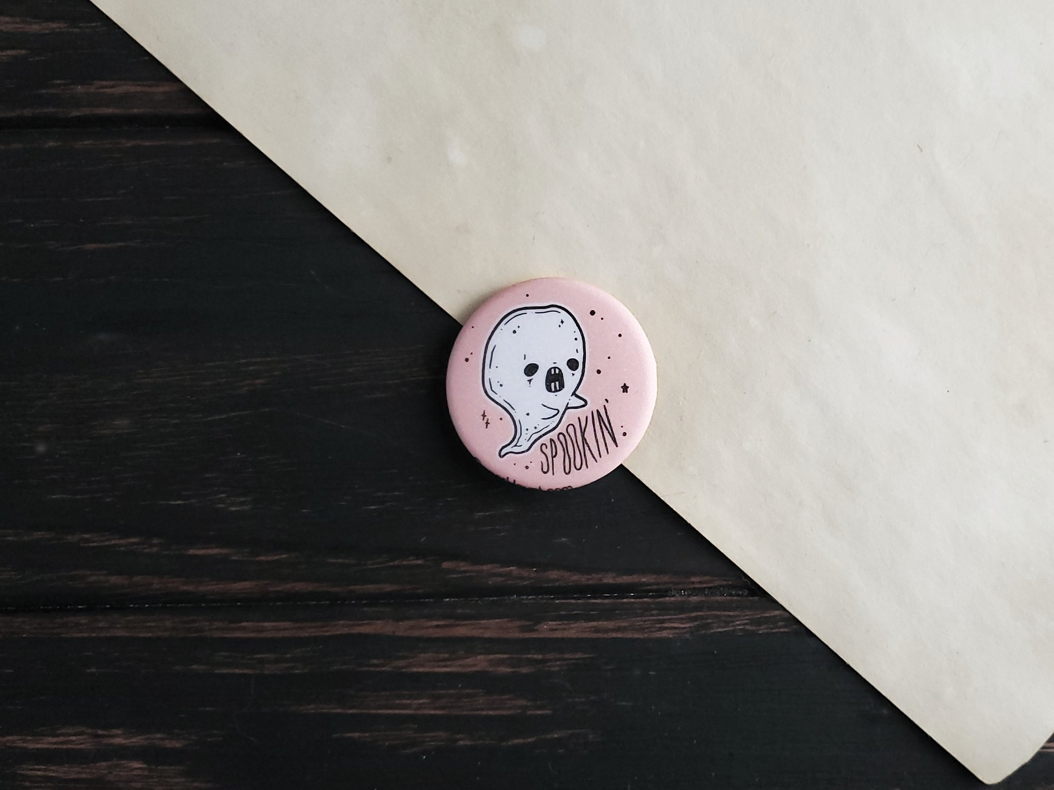 Pink Ghost Spookin' pin badge