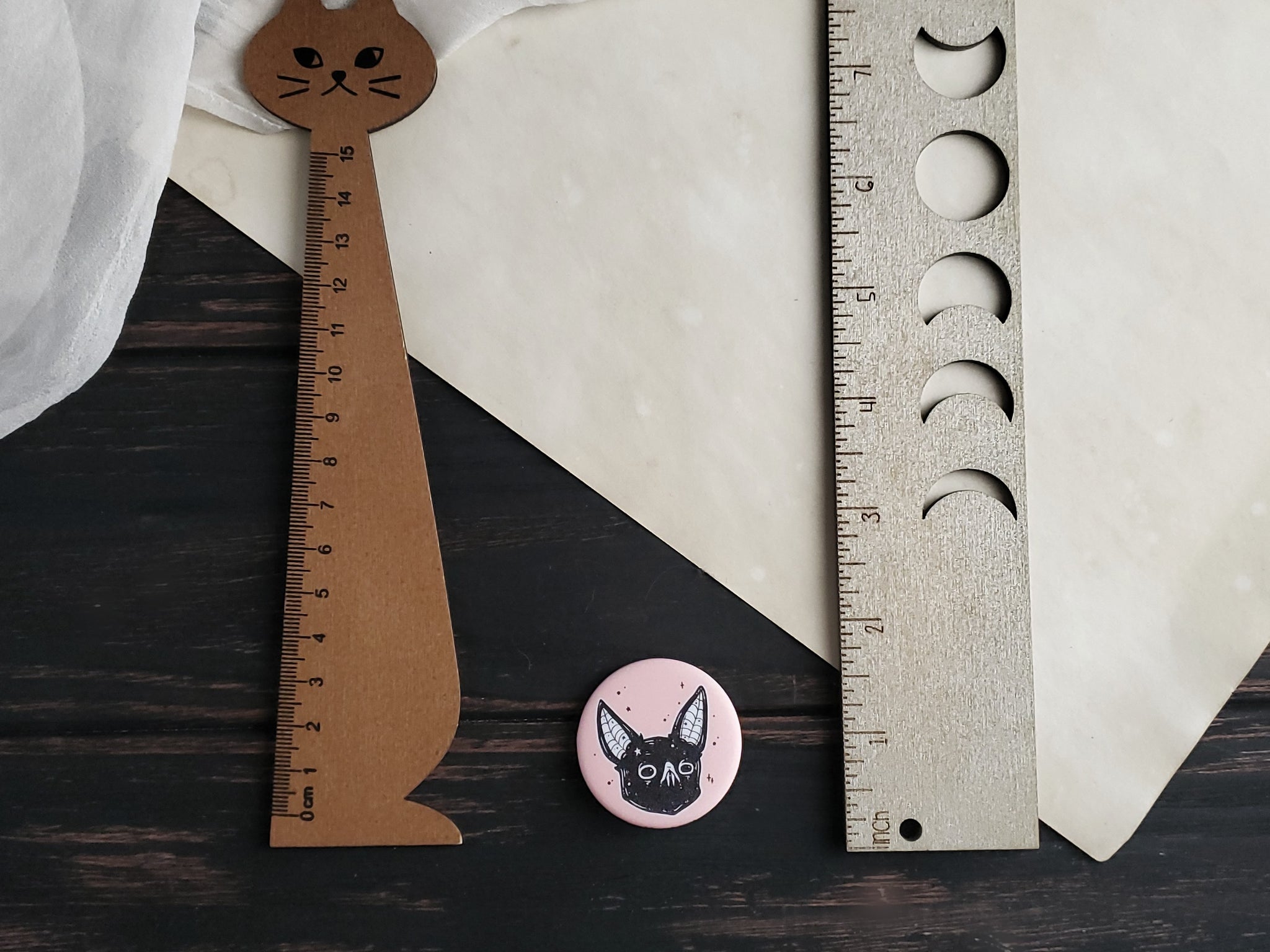 Pink Vampire bat pin button badge - y tho