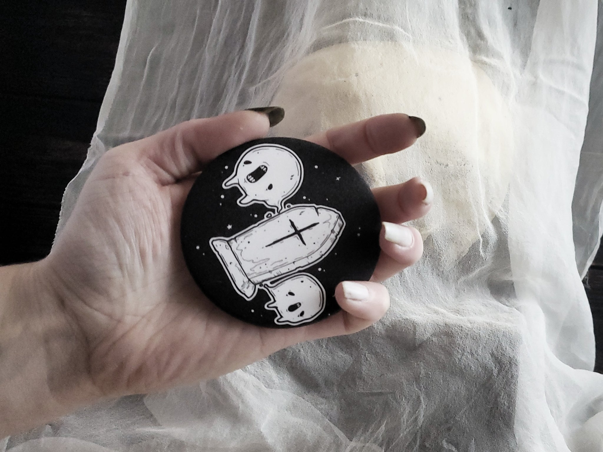 Tombstone Ghost pin badge