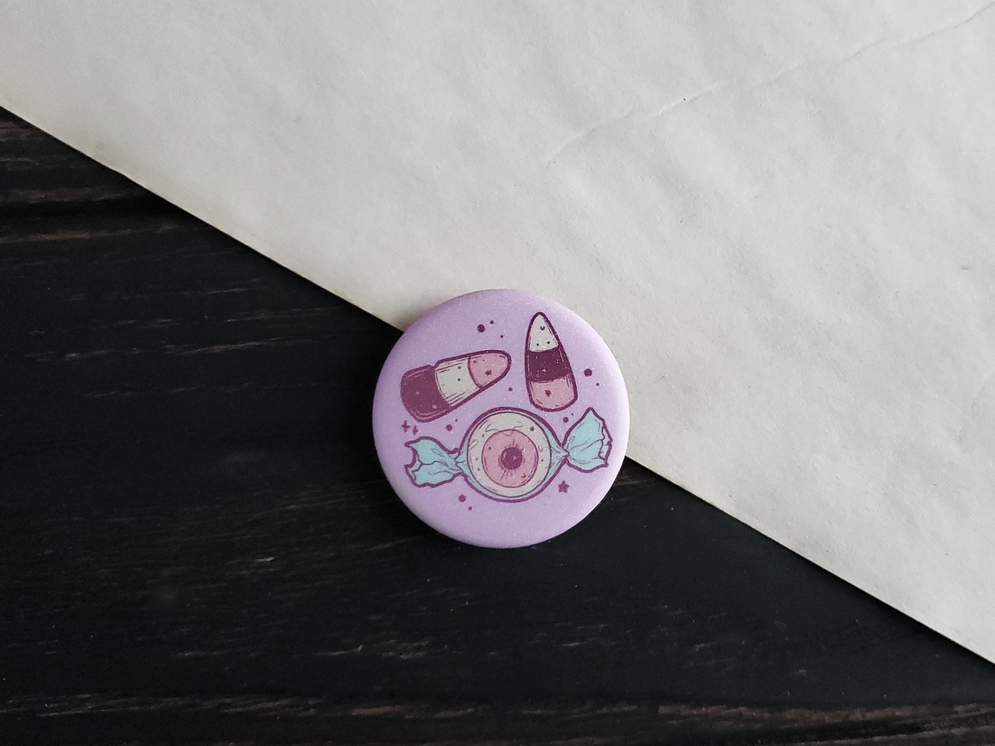 Purple Halloween Candy pin badge