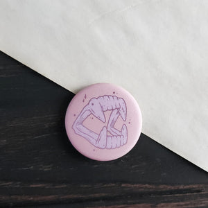 Purple Vampire Fangs pin badge