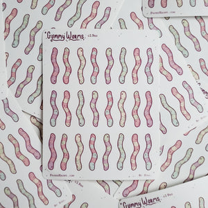 Gummy Worms STICKER sheet