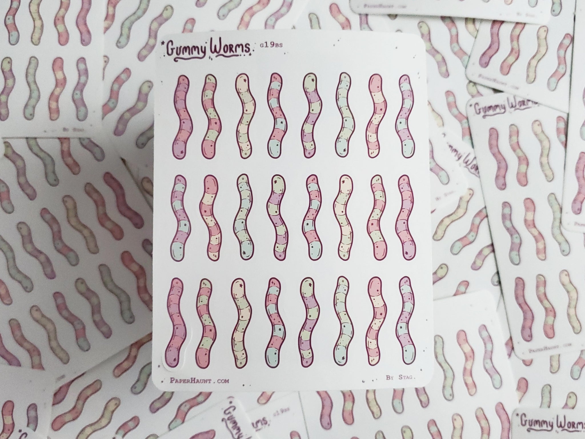 Gummy Worms STICKER sheet