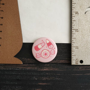 Pink Halloween Candy pin badge