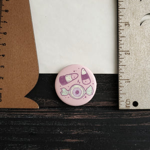 Pink and Green Halloween Candy pin badge