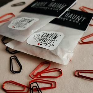 Red and Black Coffin paperclips