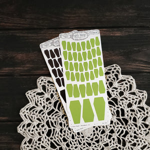 Slime Green and Black Coffin sticker sheet