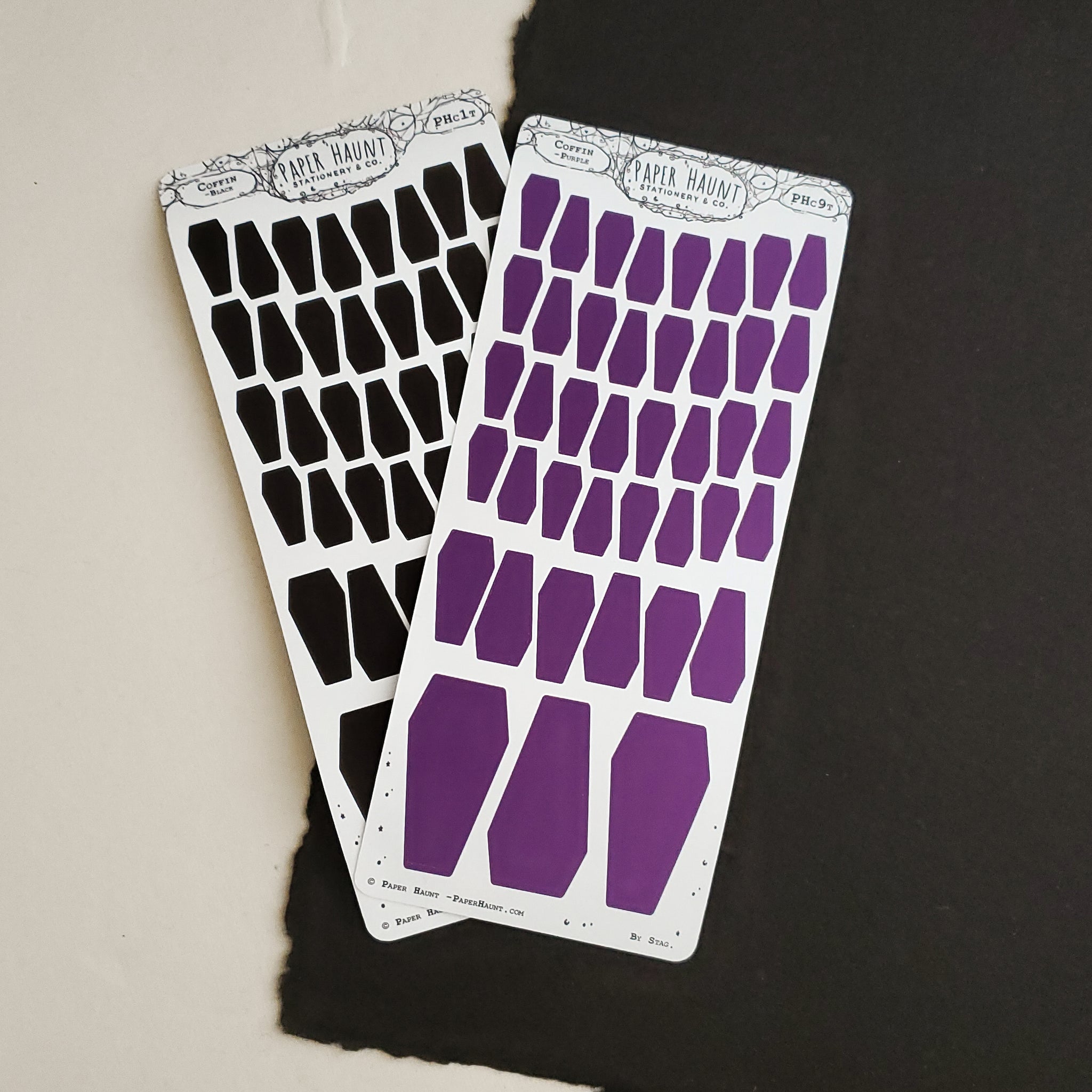 Purple and Black Coffin sticker sheet