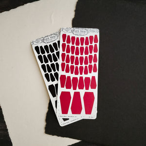 Blood Red and Black Coffin sticker sheet