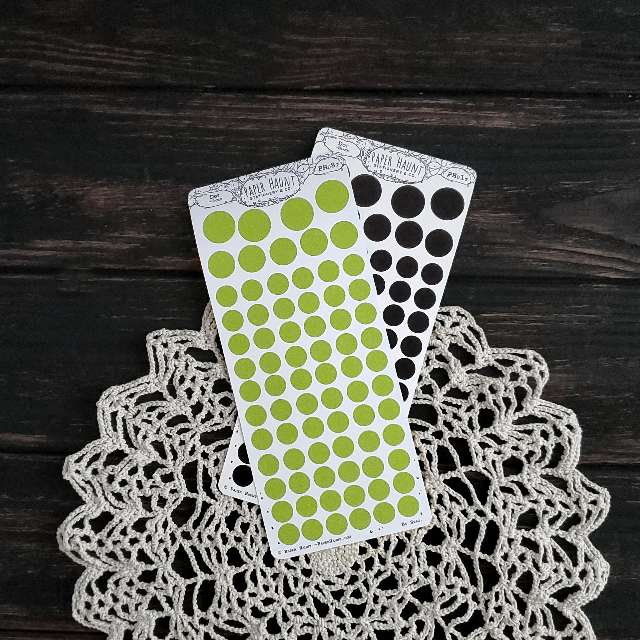 Slime Green and Black planner Dot sticker sheet