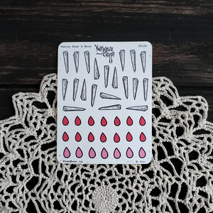 Vampire Stake and Blood Droplets STICKER Sheet