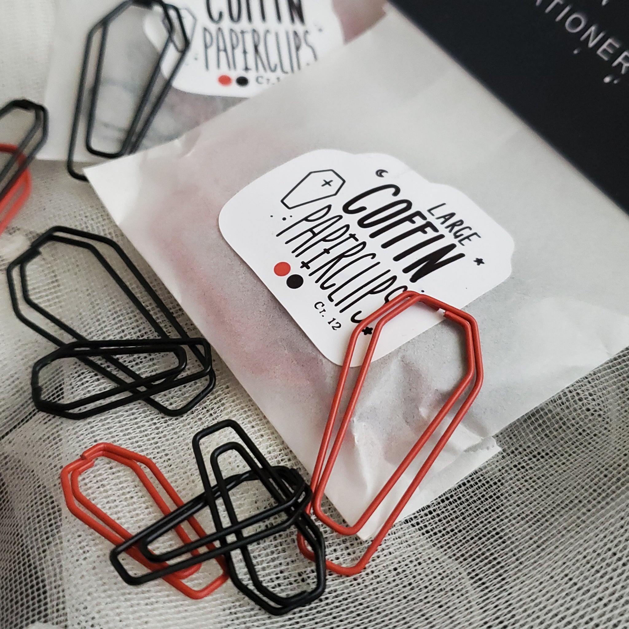 Red and Black Coffin paperclips