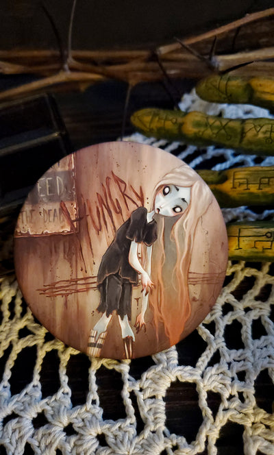 The Hunger zombie large pin back button