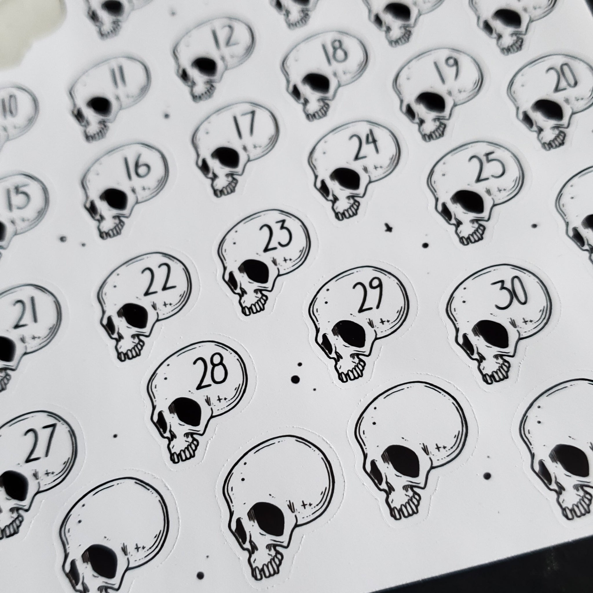 Skull number STICKER sheet