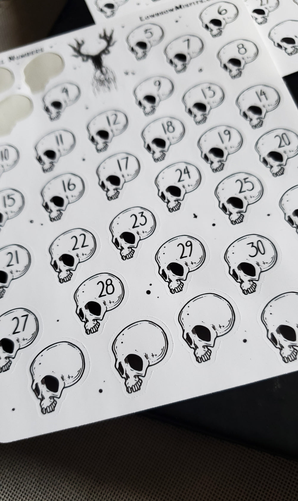 Skull number STICKER sheet