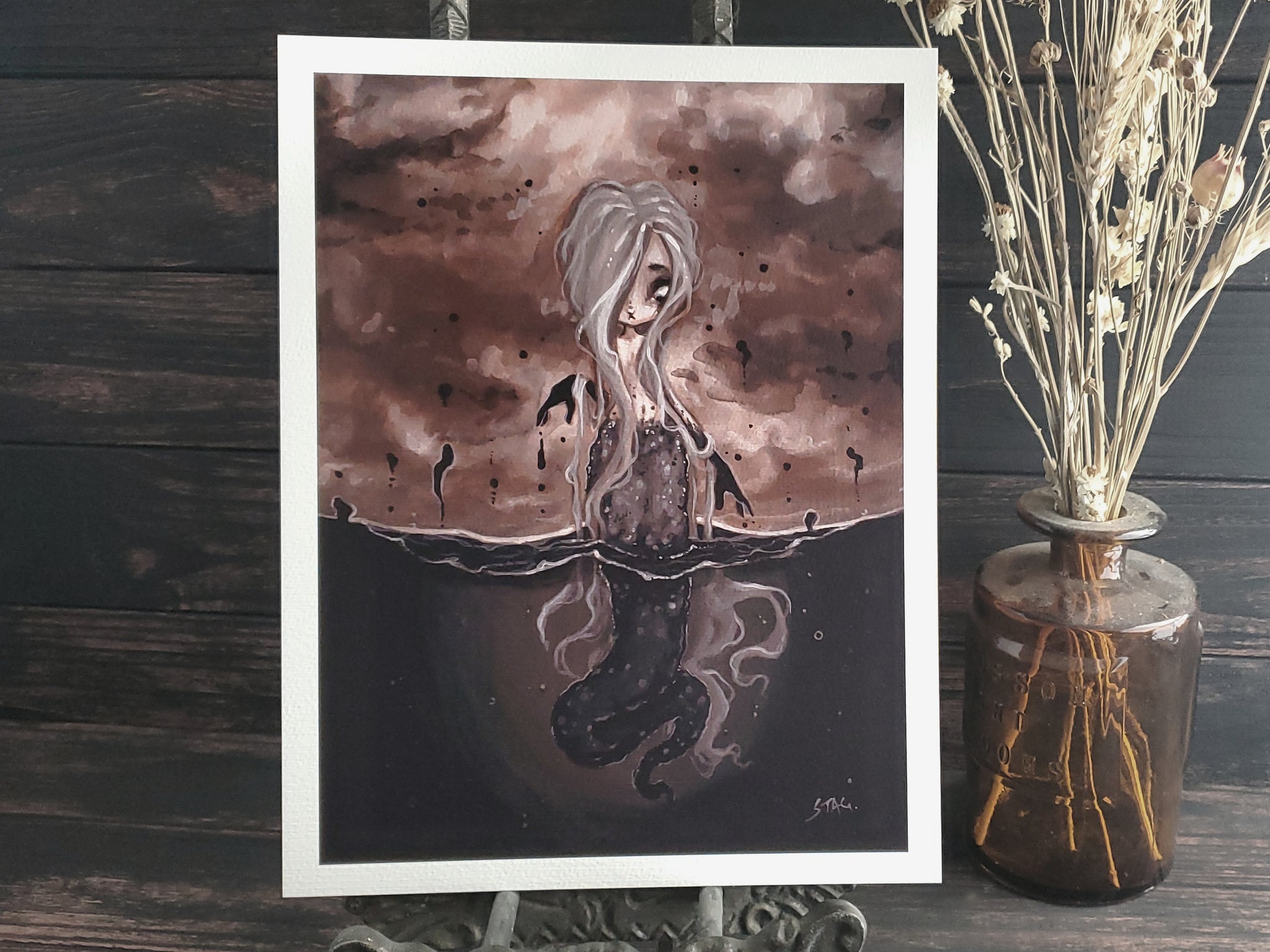 Black Water lowbrow gothic mermaid print