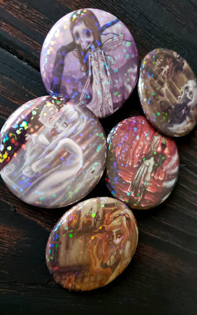 Creepers and Haunts HOLO Pin Button set