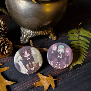 Witch ghost Gothic Pin Button set