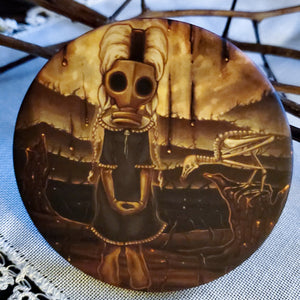 The Carrion large Pin Button -Gas mask girl