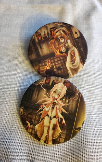 Reanimator and Reanimated large Pin Buttons - frankenstein