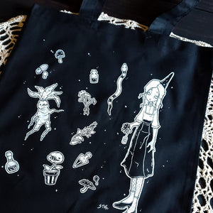 Toxic Garden Tote Bag, Witchy goth, creepy cute