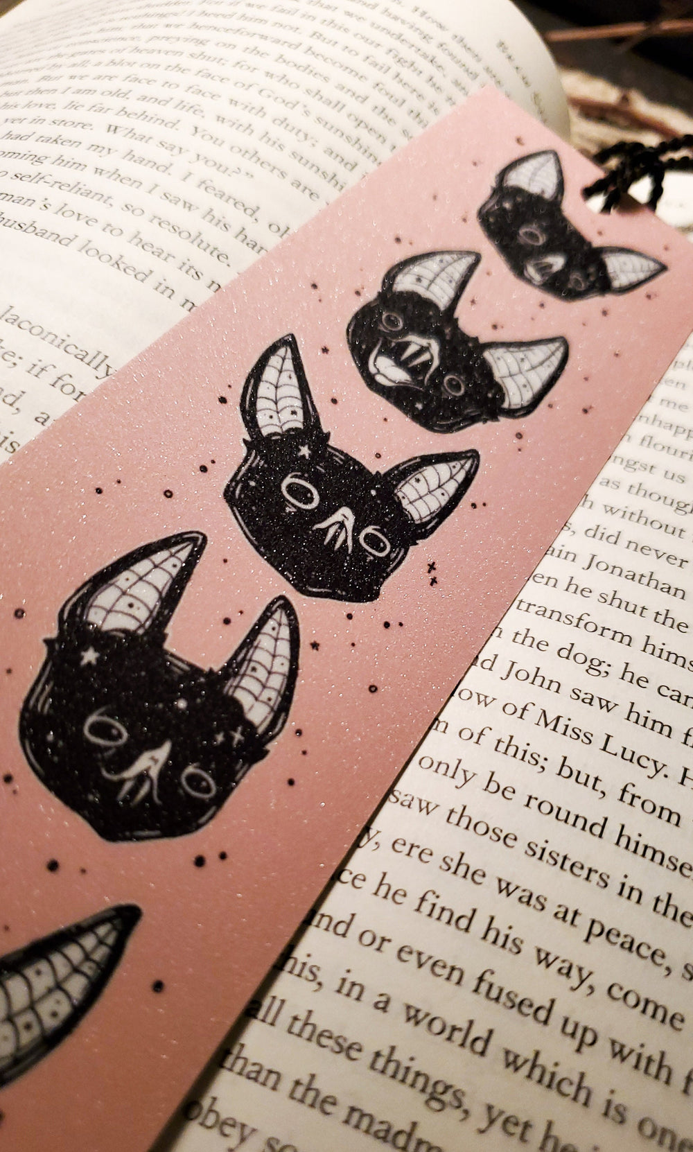 Pink Vampire Bat Bookmark, Pastel Goth, Spooky Cute