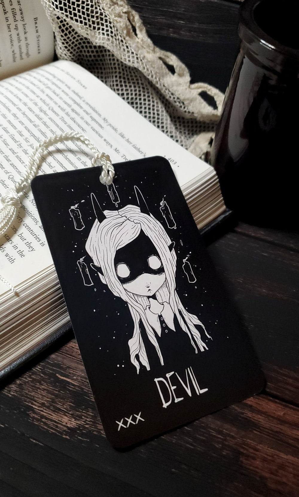 The Devil oracle card Bookmark, Spooky cute, goth