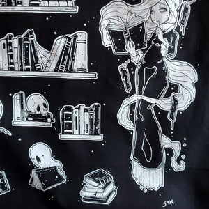 Haunted Library Tote Bag, Spooky Cute, Librarian ghost Book tote