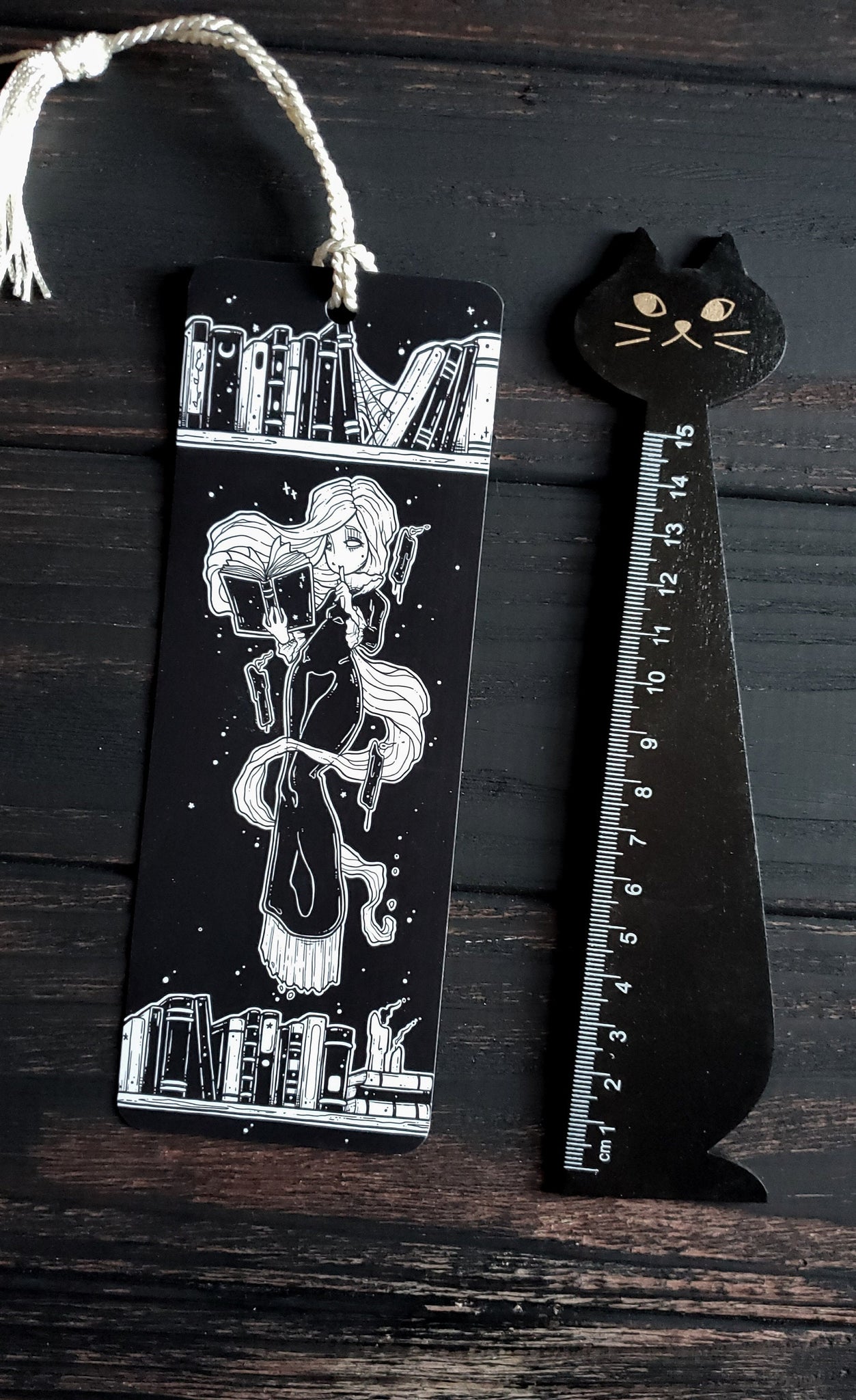 Haunted Library Bookmark, Spooky cute, Ghost girl, Goth