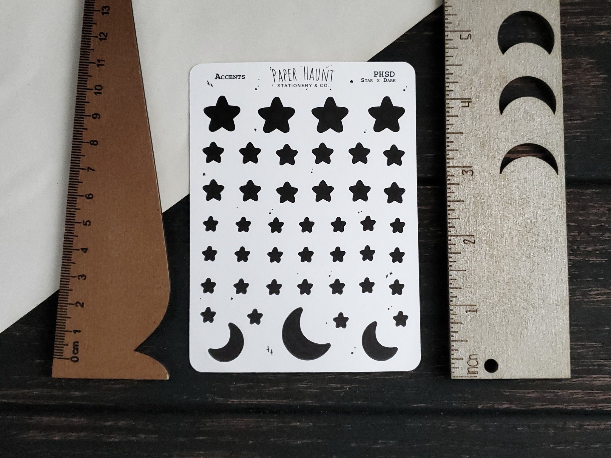Black Star & Moon sticker sheet