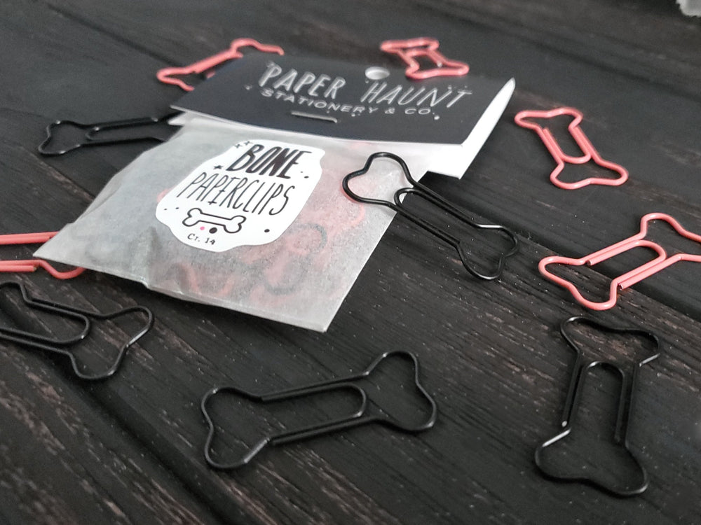 Pink and black Bone paperclips