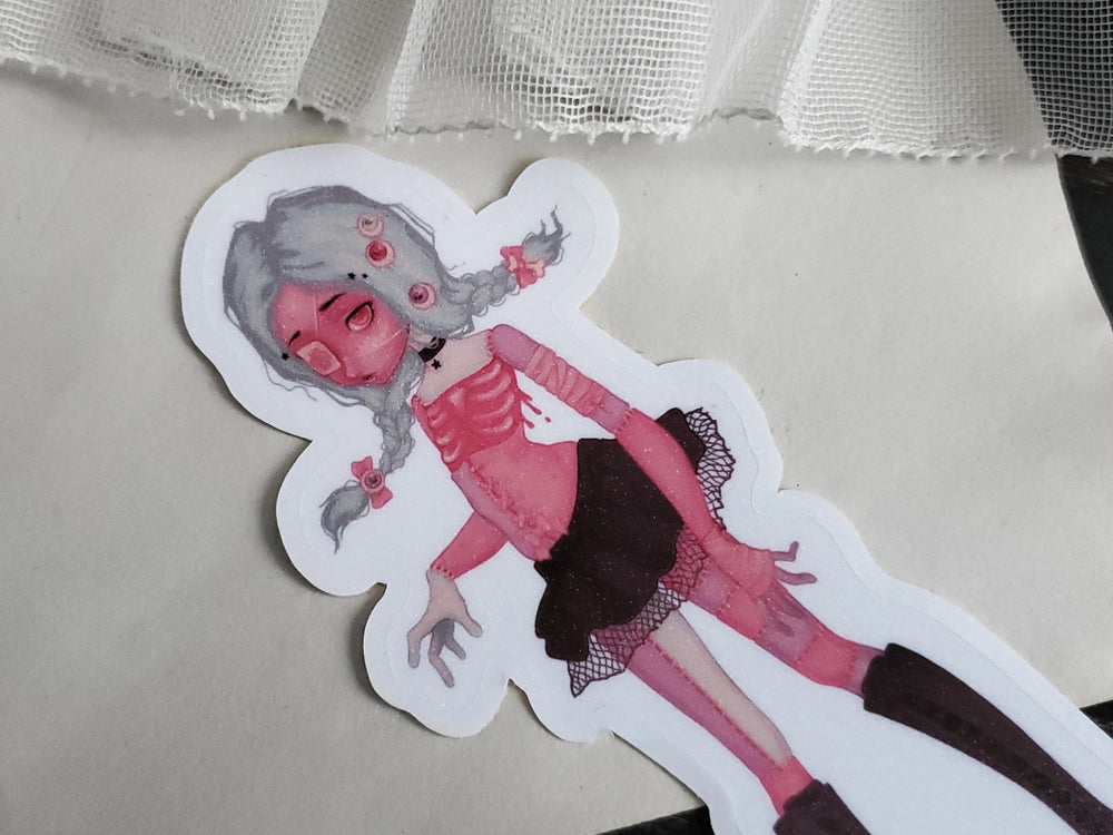 Blue and pink Zombie girl STICKER