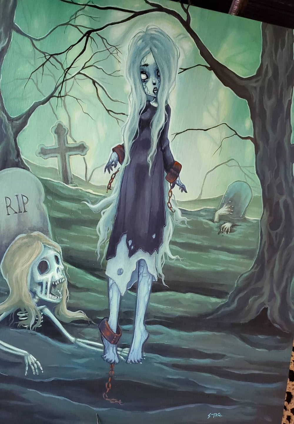 The Necromancer- Original lowbrow skeleton painting