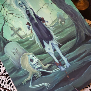 The Necromancer- Original lowbrow skeleton painting