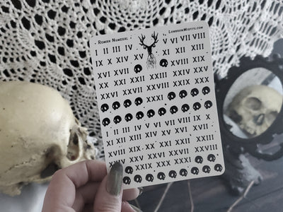 Roman numerals and skull STICKER sheet