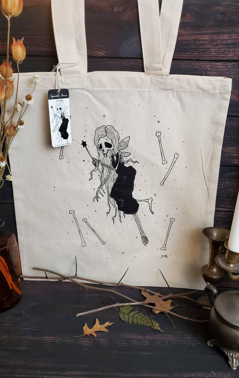 Sparkle Bone Skeleton Fairy Tote Bag