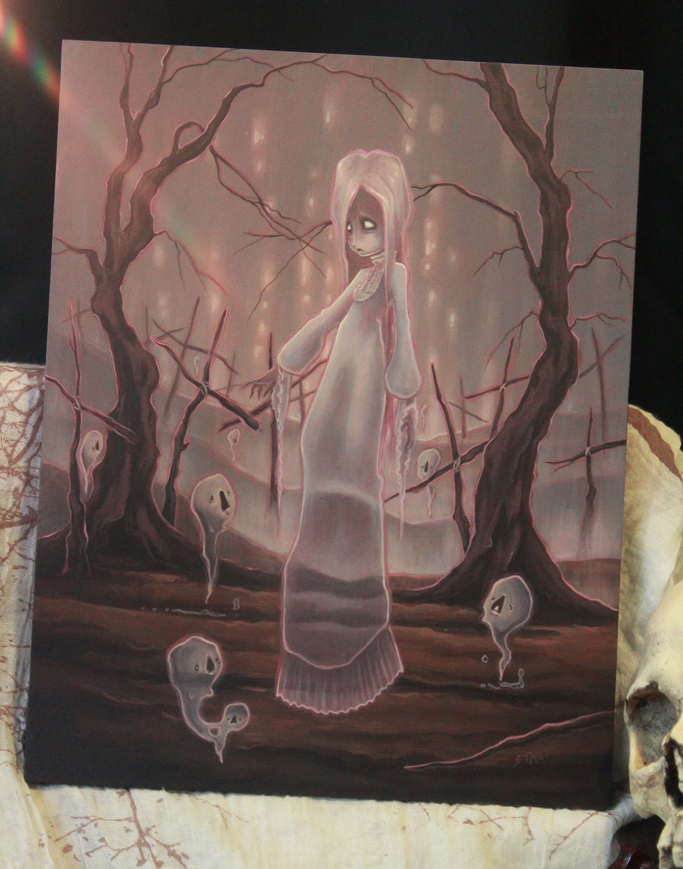 Spirits- Original lowbrow gothic ghost painting -Lowbrow misfits White Stag Art