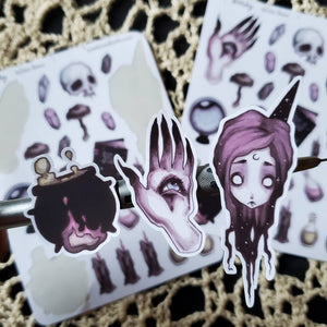 Witch gothic STICKER sheet -Lowbrow misfits White Stag Art