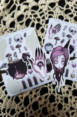 Witch gothic STICKER sheet -Lowbrow misfits White Stag Art